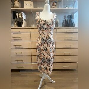 ANTONIO MELANI Cream Floral Midi Dress with Straps